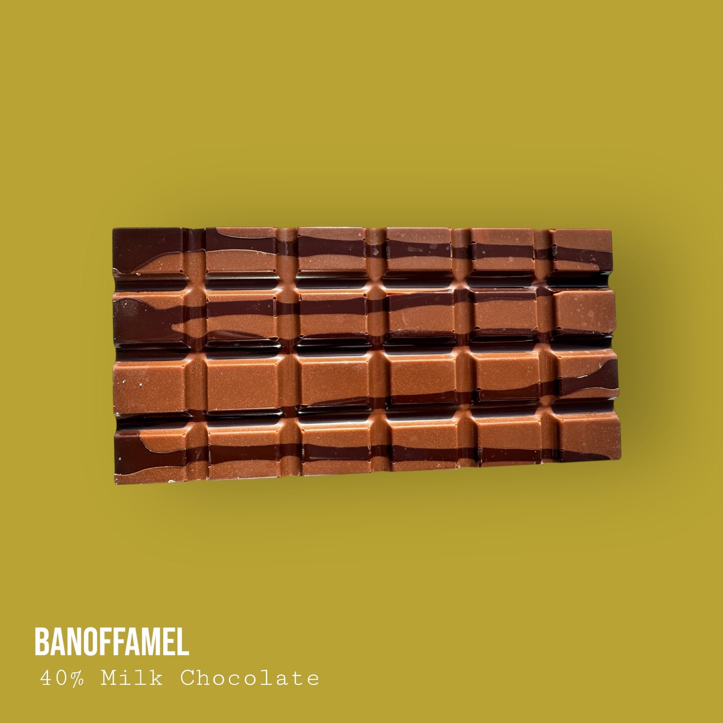Banoffamel – Milk Chocolate with Banana Caramel Banoffee, Hazelnuts & Dark Chocolate Lime Drizzle 255g