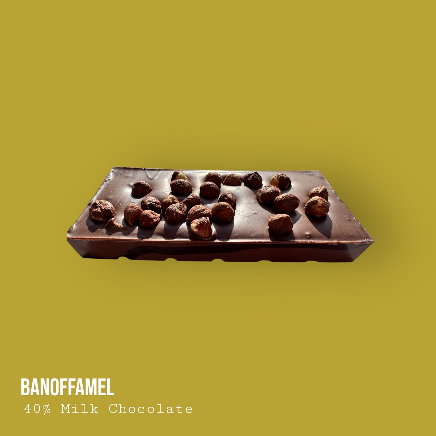 Banoffamel – Milk Chocolate with Banana Caramel Banoffee, Hazelnuts & Dark Chocolate Lime Drizzle 255g