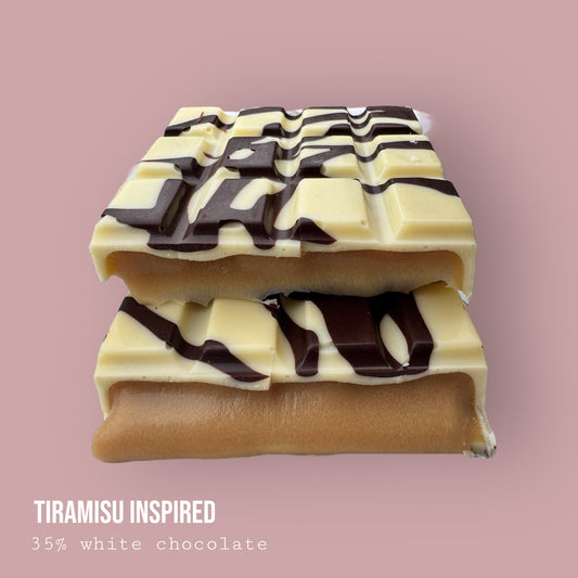 Tiramisu Inspired White & Dark Chocolate Coffee Dessert Bar 225g