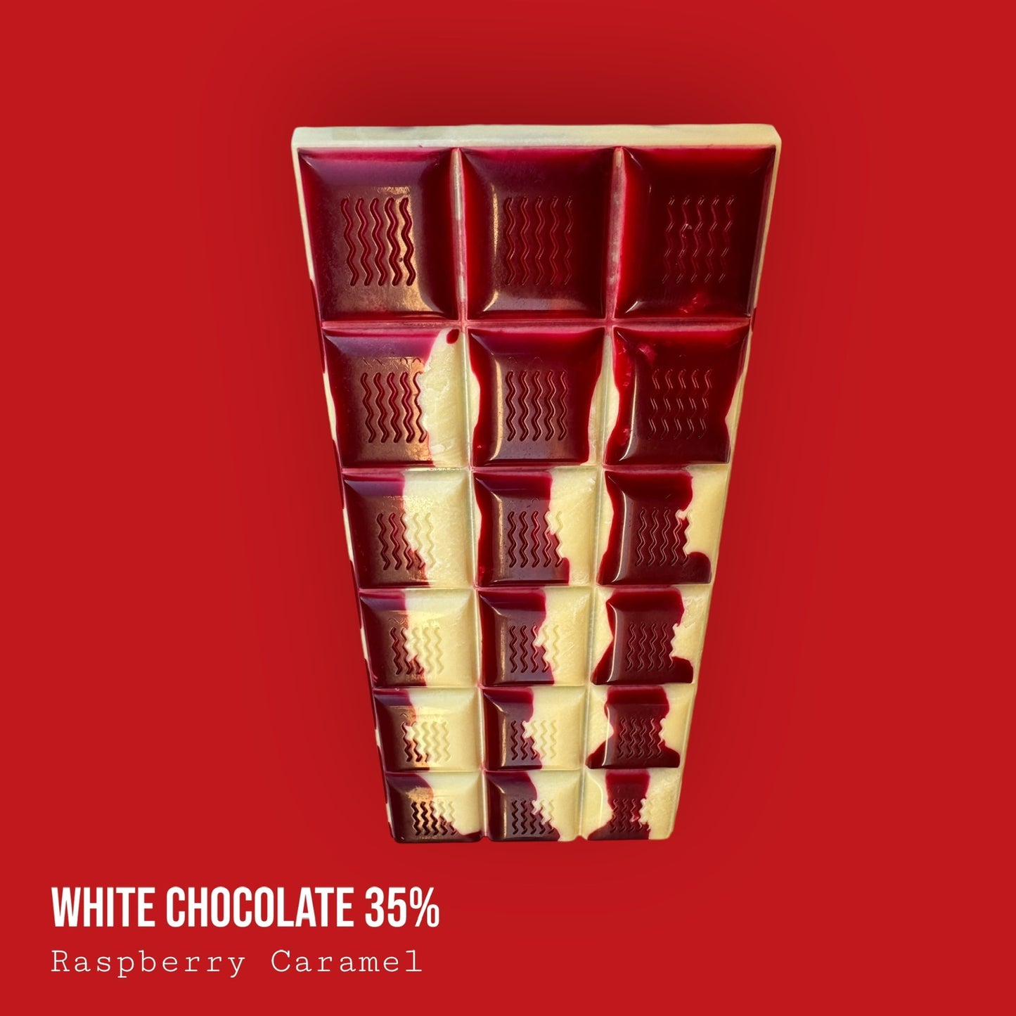 White Chocolate 35% Raspberry Caramel Bar 120g