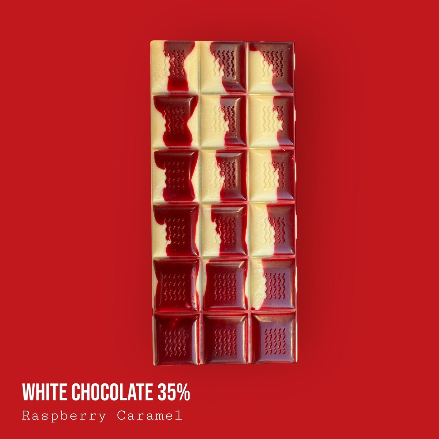 White Chocolate 35% Raspberry Caramel Bar 120g