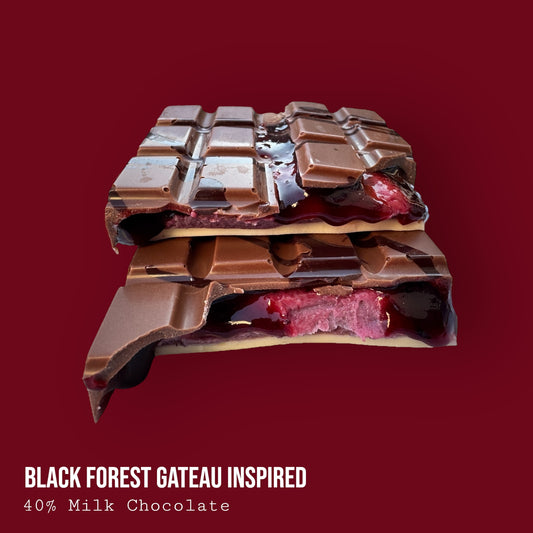 Black Forest Gateau Inspired Dark, Milk & White Chocolate Dessert Bar 220g