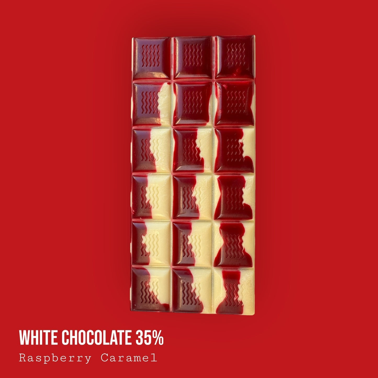 White Chocolate 35% Raspberry Caramel Bar 120g