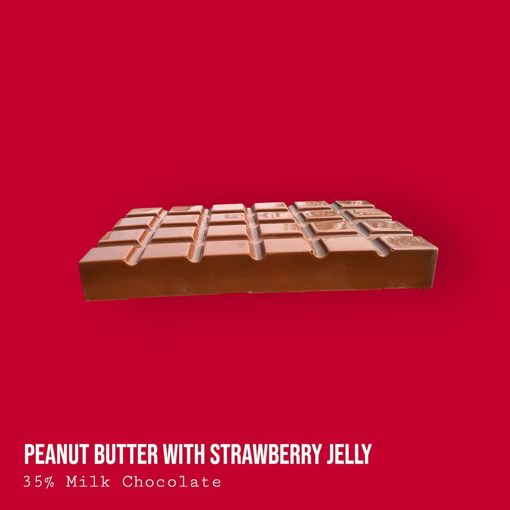 Crunchy Peanut Butter with Strawberry Jelly Topped with Salted Peanuts in Milk Chocolate 230g