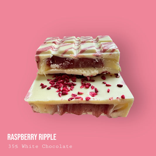 Raspberry Ripple Ice Cream Inspired White Chocolate Dessert Bar 235g